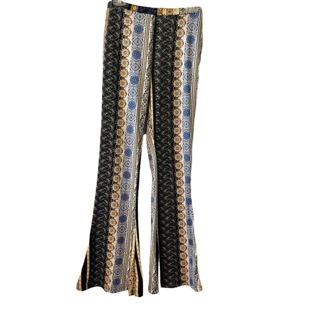 Floral Boho Print Flared Pants Small